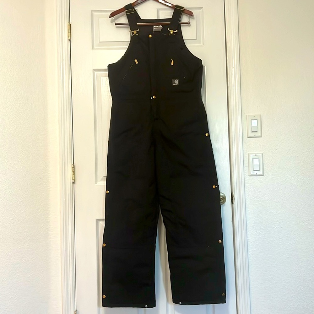 Carhartt Insulated bib overalls Black duck canvas Men’s 32 x 32
